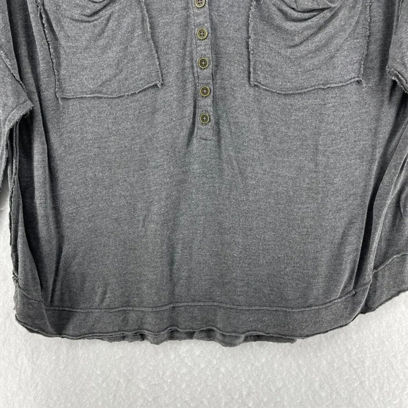 Pilcro Anthropologie Cooper Draped Henley Top Womens S Gray Charcoal Pullover - Picture 8 of 12